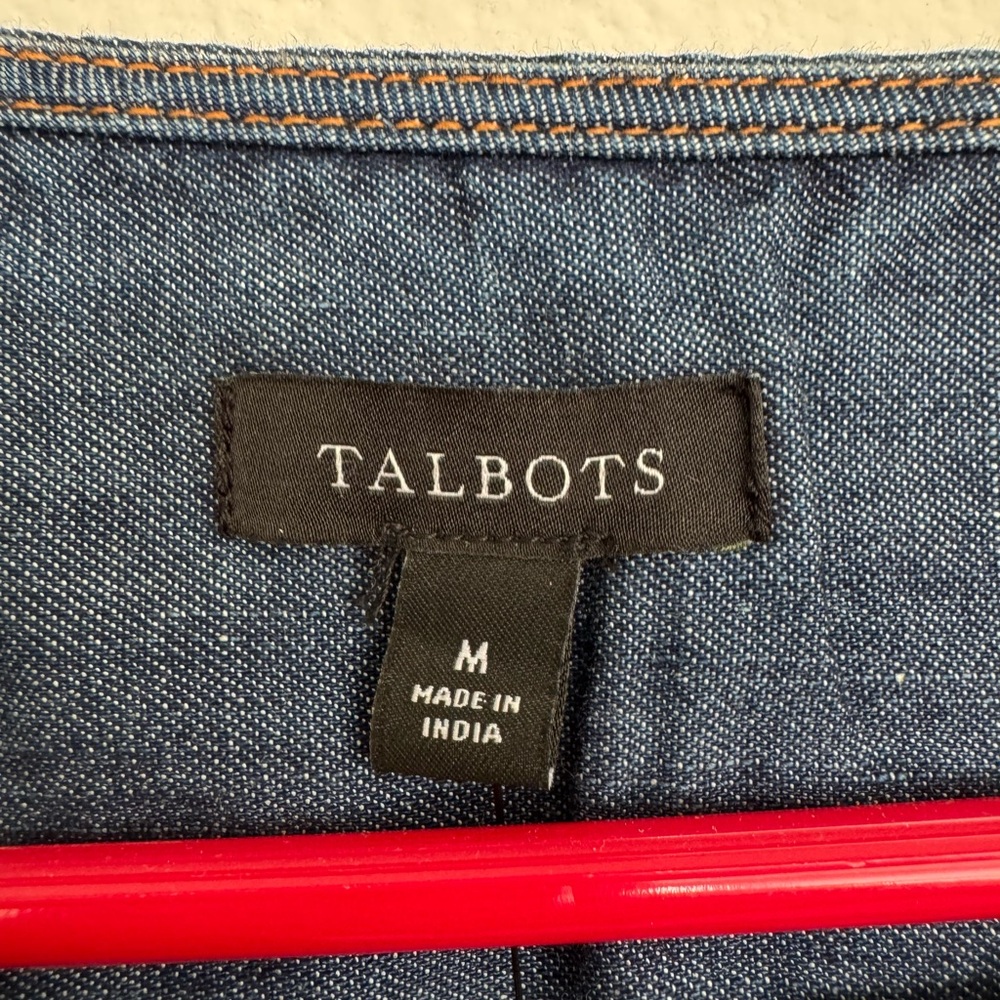 NWT Talbots Denim Short Sleeve Peasant Top in Dark Blue Size M - Picture 7 of 11